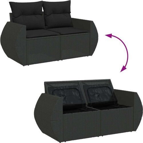VidaXL 7-dijelni set vrtnih sofa od poliratana s jastucima crni Slike