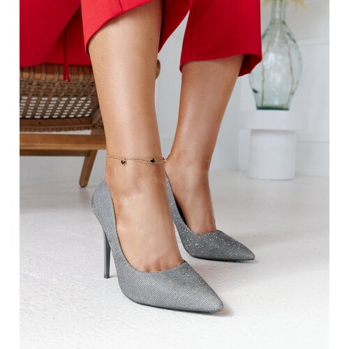 Gemre Silver Shiny High Heels with Leather Insole Cortesa Cene
