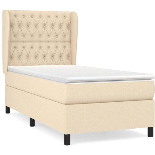 VidaXL Box spring postelja z vzmetnico krem 90x190 cm blago, (20895821) Slike