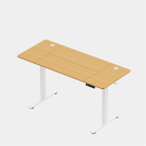 Vonhaus Electric Height-Adjustable Desk, 140 &amp;times; 60, White Base with Maple Top, USB-C Charging Port Slike