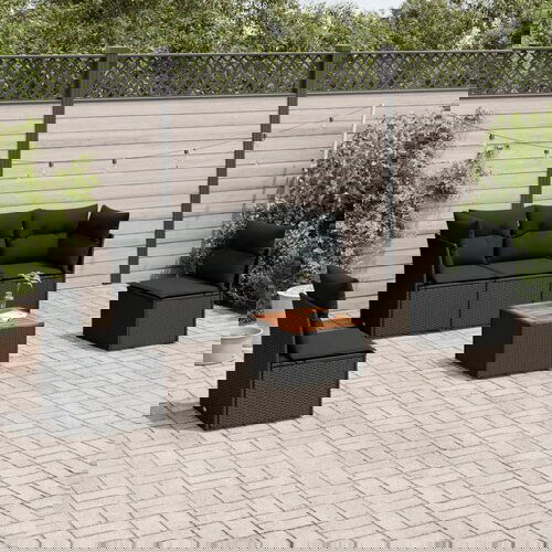 vidaXL 6-dijelni set vrtnih sofa s jastucima crni od poliratana Cijene