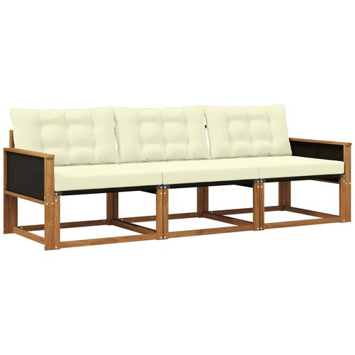 vidaXL Zunanja garnitura za sedenje z blazino 3 pcs Naravna in smetana, (5000273248) Cene