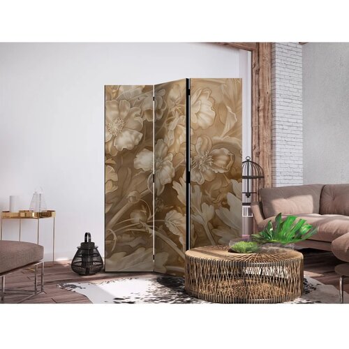  Paravan - Carved Floral Ornaments in Soft Sepia and Brown Tones 135x172 Cene