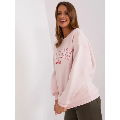 Fashion Hunters Light pink oversize sweatshirt with inscription