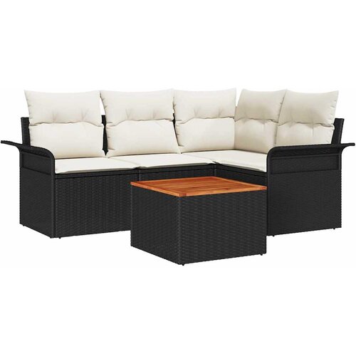  Sjedeća garnitura za vrt 5 kom. 4-Broj sjedala Crna i Krema 187,5 x 132,5 x 69 cm Slike