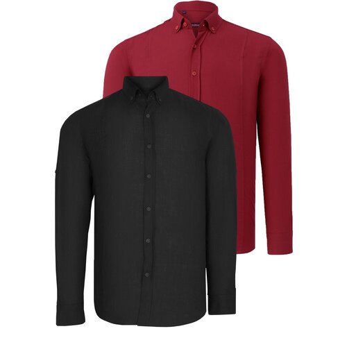Dewberry DOUBLE SET G721 MEN&amp;#039;S SHIRT-BLACK-BURGUNDY Slike