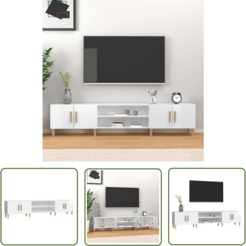 The Living Store TV omarica visok sijaj bela 180x31,5x40 cm inženirski les - TV Omarica, (21738287) Cene