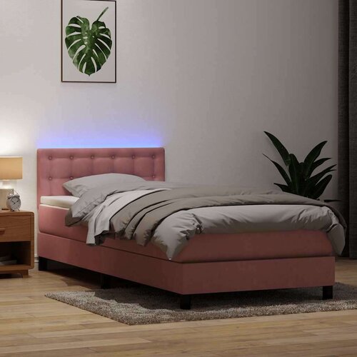 Box spring postelja z vzmetnico roza 80x210 cm žamet, (21792699) Cene