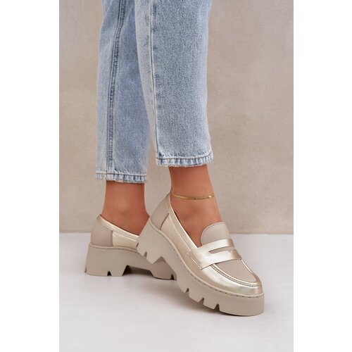 Zazoo Leather Women's Moccasins On Platform And Flat Heel Leopard Cene