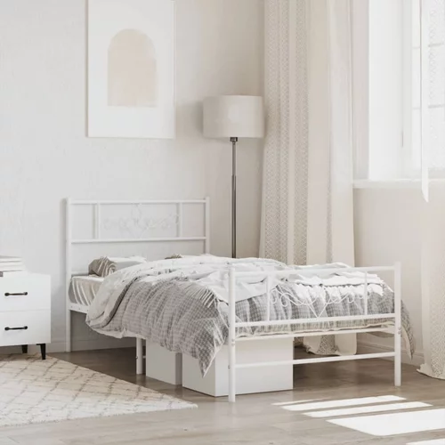 Metalni okvir kreveta uzglavlje i podnožje bijeli 90x190 cm