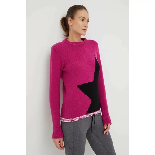 NEW LAND Volnen pulover ženski, roza barva