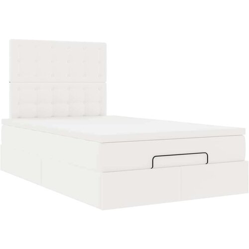 VidaXL otomanski okvir kreveta s madraca bijeli 120x190cm umjetna koža Slike