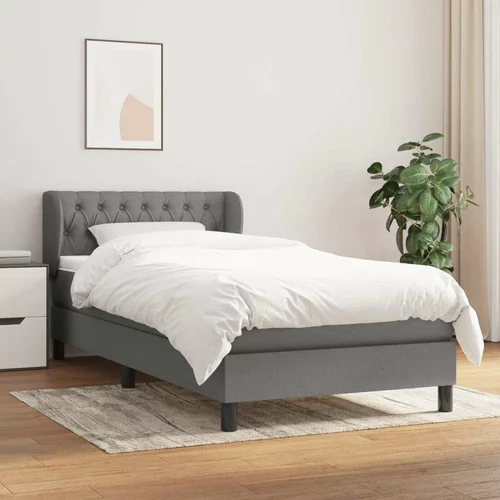  Box spring postelja z vzmetnico temno siva 90x200 cm blago, (20726524)