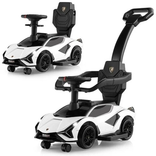  Pokretač Lamborghini, auto 3 u 1 s farovima, glazbom i prostorom za odlaganje, bijelo/crni Cijene