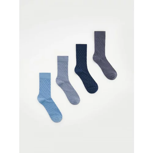 Reserved komplet 4 parov nogavic z vzorcem - modra
