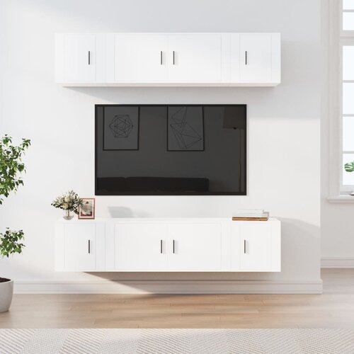 vidaXL Komplet TV omaric 6-delni bel inženirski les Cene