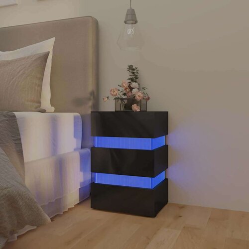 VidaXL LED noćni ormarić visoki sjaj crni 45 x 35 x 67 od iverice Slike