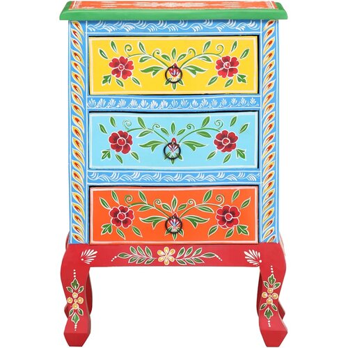  Ručno obojeni noćni ormarić 40 x 30 x 60 cm masivno drvo manga Slike