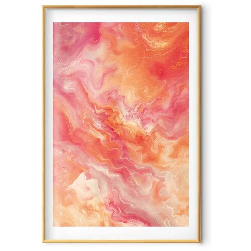  Plakat Fiery Colors - dynamic shapes in fire and pink tones 21x30 Zlatni okvir s margom Slike