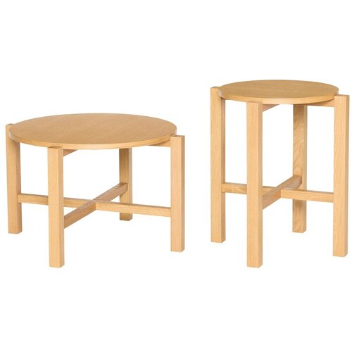 H&amp;uuml;bsch Okrogle mizice v kompletu 2 ks v hrastovem dekorju v naravni barvi &amp;oslash; 68 cm Four &amp;ndash; Slike