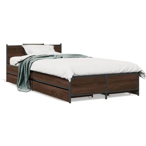  Okvir kreveta s ladicama oja smeđeg hrasta 75x190 cm drveni