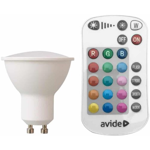 Avide SMART LED sijalka GU10 4.5W RGB+W 2700K z daljincem Slike
