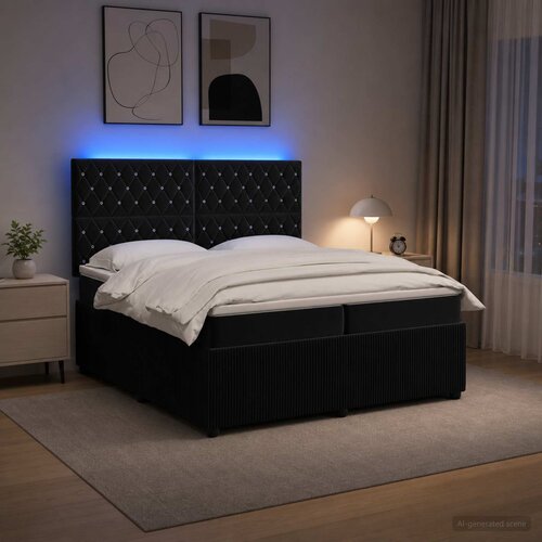  LED okvir za krevet s madracem Crna 200 x 200 cm Bar&scaron;un Cijene