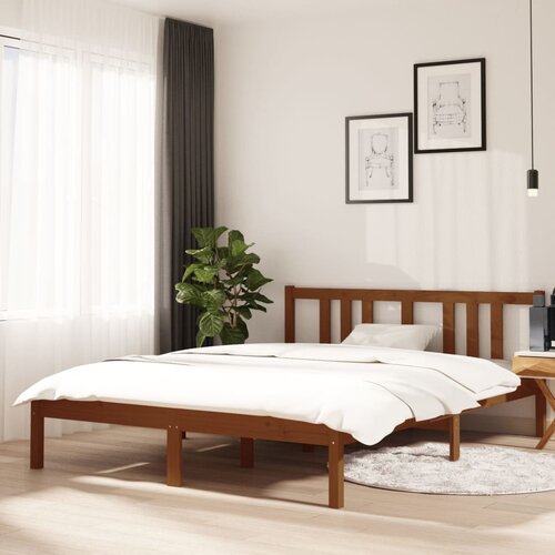 The Living Store Posteljni okvir medeno rjav iz trdnega lesa 140x190 cm - Posteljni Okvir, (21524183) Slike