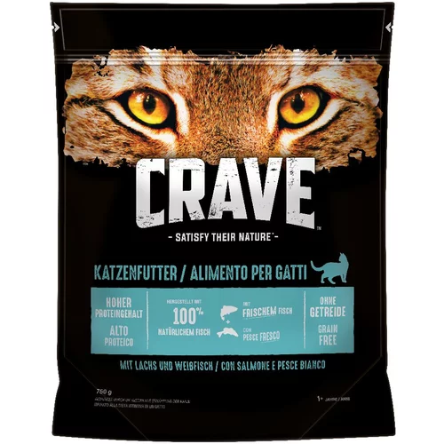 CRAVE Adult suha hrana za mačke s lososom i bijelom ribom - 6 x 750 g