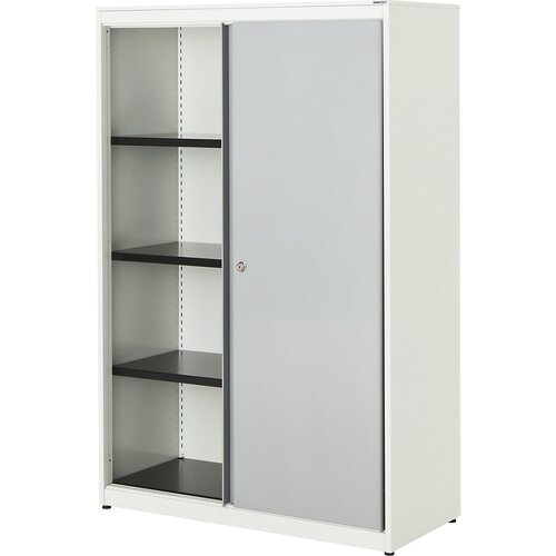mauser Omara z drsnimi vrati, VxŠxG 1516 x 1000 x 432 mm, jeklena plošča, 3 police, čista bela / aluminijasto siva / čista bela Cene