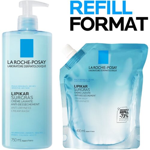 LAROCHE-POSAY Lipikar Surgras krema za prhanje nadomestno polnilo 400 ml Slike