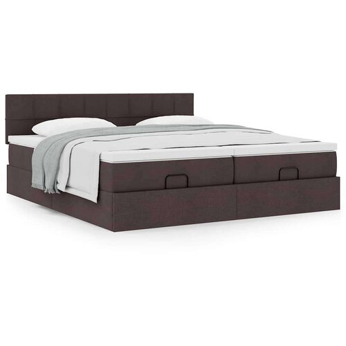 VidaXL Okvir kreveta s madracima tamnosmeđi 200x200cm tkanine Slike