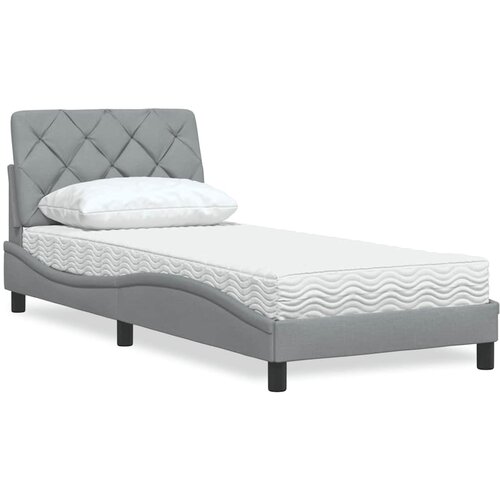 vidaXL Postelja z vzmetnico svetlo siva 90x200 cm blago Cene