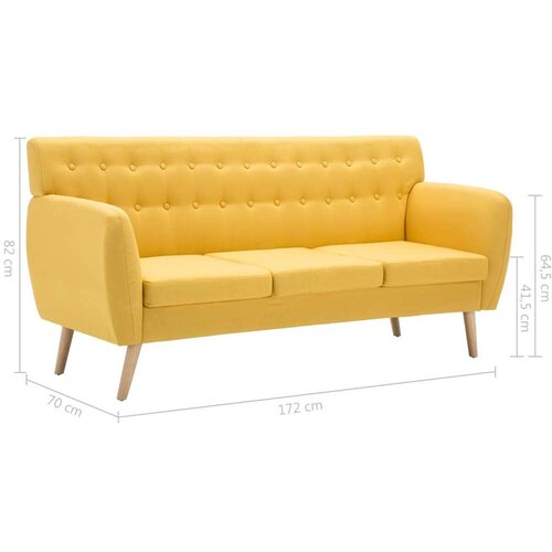  Trosjed s presvlakom od tkanine 172 x 70 x 82 cm žuti Slike