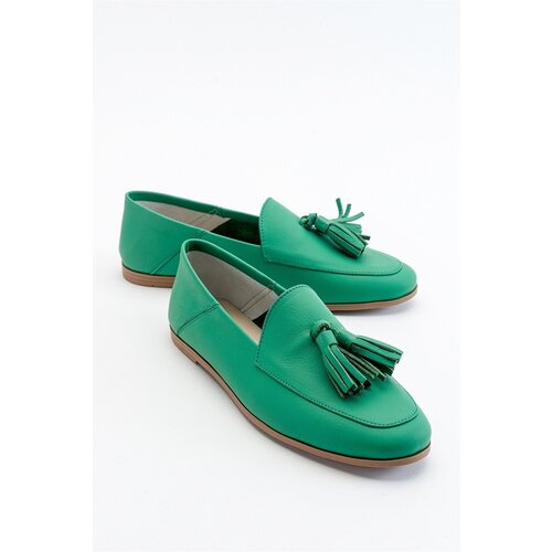 LuviShoes F04 Dark Green Skin Genuine Leather Shoes Slike