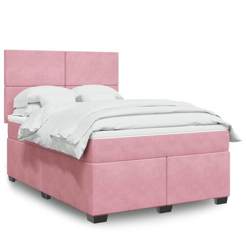vidaXL Box spring postelja z vzmetnico roza 140x200 cm žamet Cene