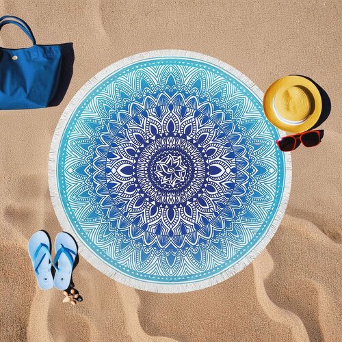 Lessentiel Maison Pe&amp;scaron;kir za plažu Mavi Mandala, 150x150 cm, Plavo-beli Slike