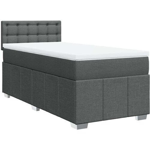 vidaXL Box spring postelja z vzmetnico temno siva 90x200 cm blago Cene