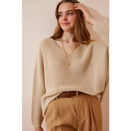 Happiness İstanbul Sweater - Beige - Oversize