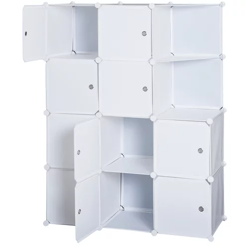 HOMCOM 10 kockasta modularna garderobna omara, modularna omara za čevlje, bela, 111×47×145 cm, (20754193)