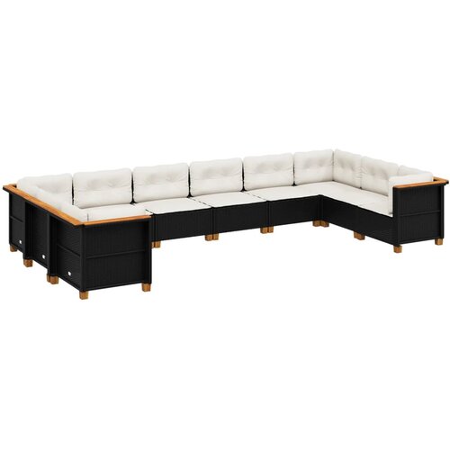  10-dijelni set vrtnih sofa s jastucima crni od poliratana Crna 63.5 x 63.5 x 62 cm Slike