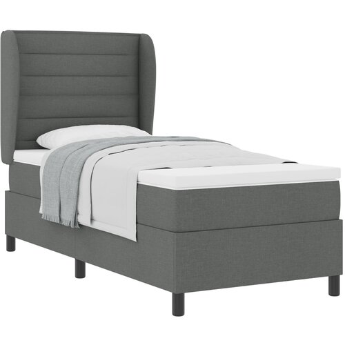 VidaXL Box Spring postelja z vzmetnico v temno sivi barvi, 90x190 cm, tkanina Slike