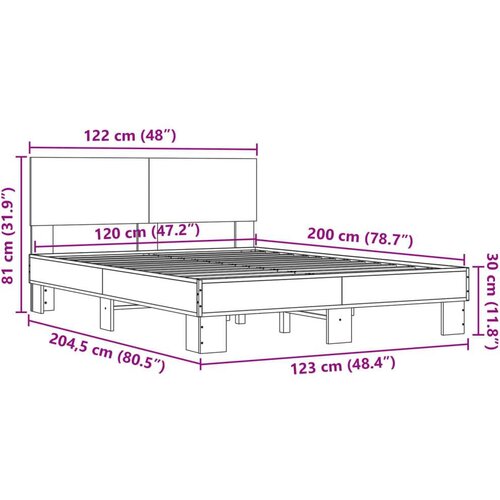 VidaXL Okvir kreveta crni 120 x 200 cm od konstruiranog drvo i metal Slike