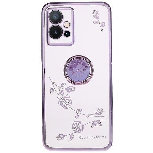 INORCO Flower TPU ovitek za vivo Y75 5G/T1 5G/Y33e 5G/Y30 5G/Y55s 5G/iQOO Z6, pokrov za telefon z galvanskim stojalom iz nosoroga, (22036159) Slike