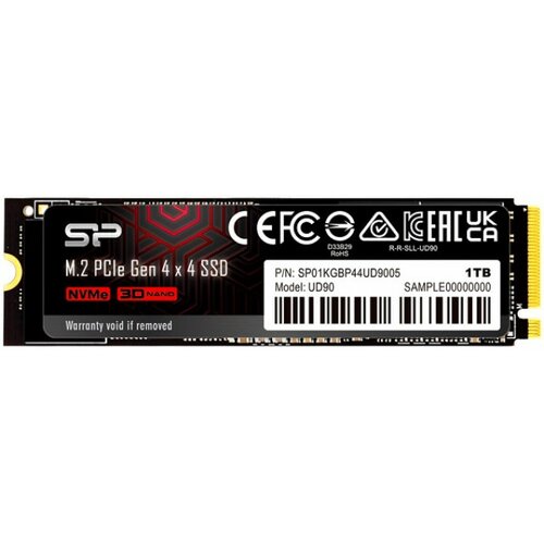 Silicon Power M.2 nvme 1TB ssd, UD90, pcie gen 4x4, 3D nand, read up to 4,800 mb/s, write up to 4,200 mb/s (single sided), 2280 Slike