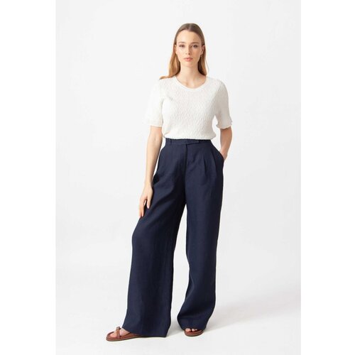 IVKO WOMAN Lanene pantalone - marin plava Slike