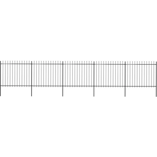 vidaXL Vrtna ograja s koničastimi vrhovi jeklo 8,5x1,5 m črna