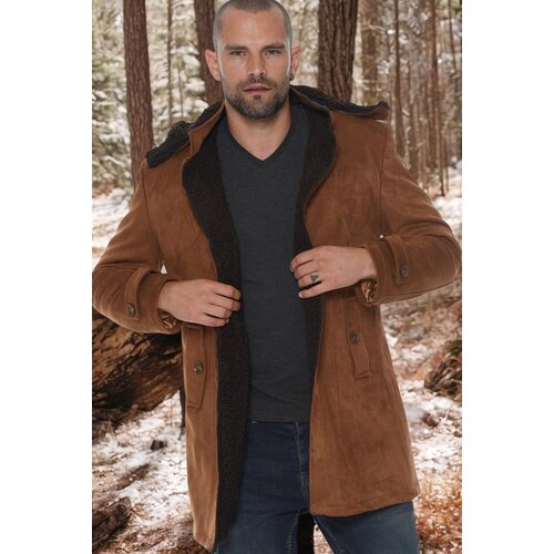 Dewberry PLT8399 SUEDE LOOK MEN&amp;#039;S COAT-PLAIN CAMEL Slike
