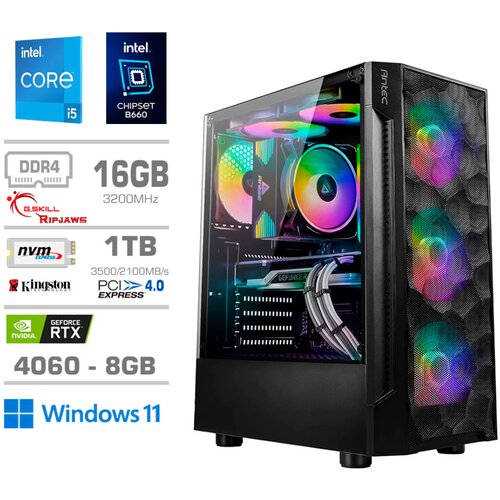 MEGA Računalnik TWR S7 i5-14600KF/RTX4060/16GB/1TB-4.0/750W/Win11Home RGB, (21287789) Cene