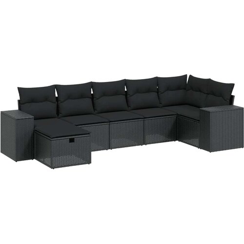 VidaXL 7-dijelni set vrtnih sofa od poliratana s jastucima crni Slike